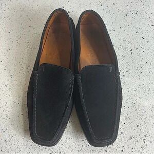 Tod's Black Leather Suede Square Toe Loafer Flats​​​